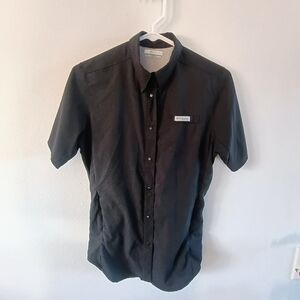 Columbia PFG Fishing Shirt Black Womens XS Short Sleeve Vented Performance